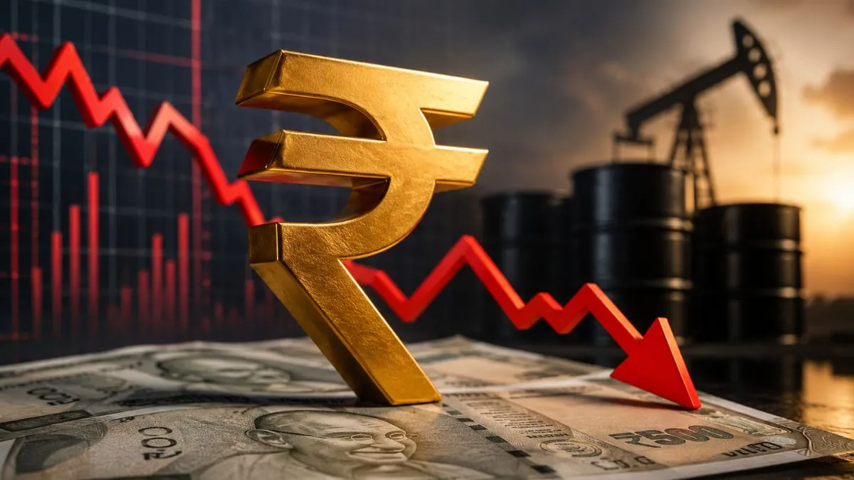 Indian rupee falls to a record low amid an oil price shock.
