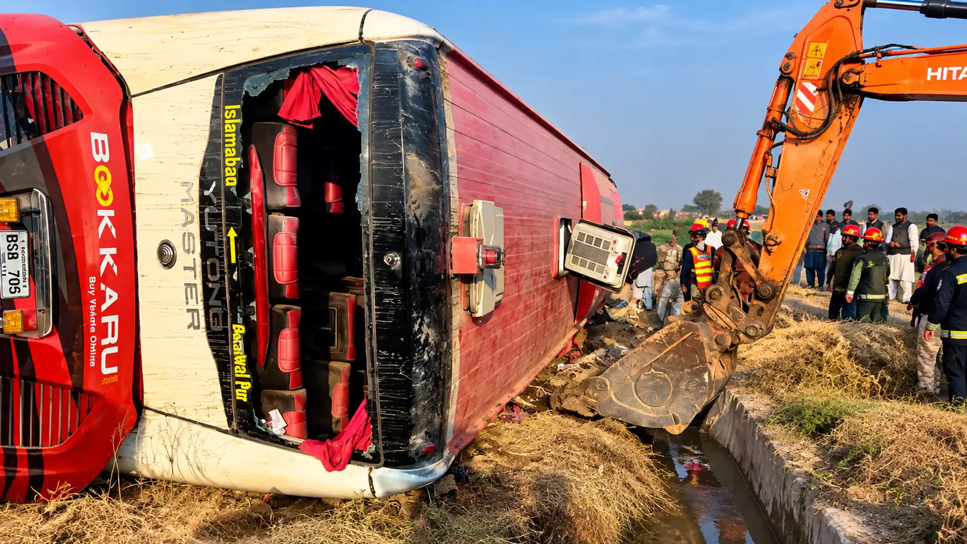 5 Killed, 27 Injured as Bus Falls Into Drain in Hafizabad