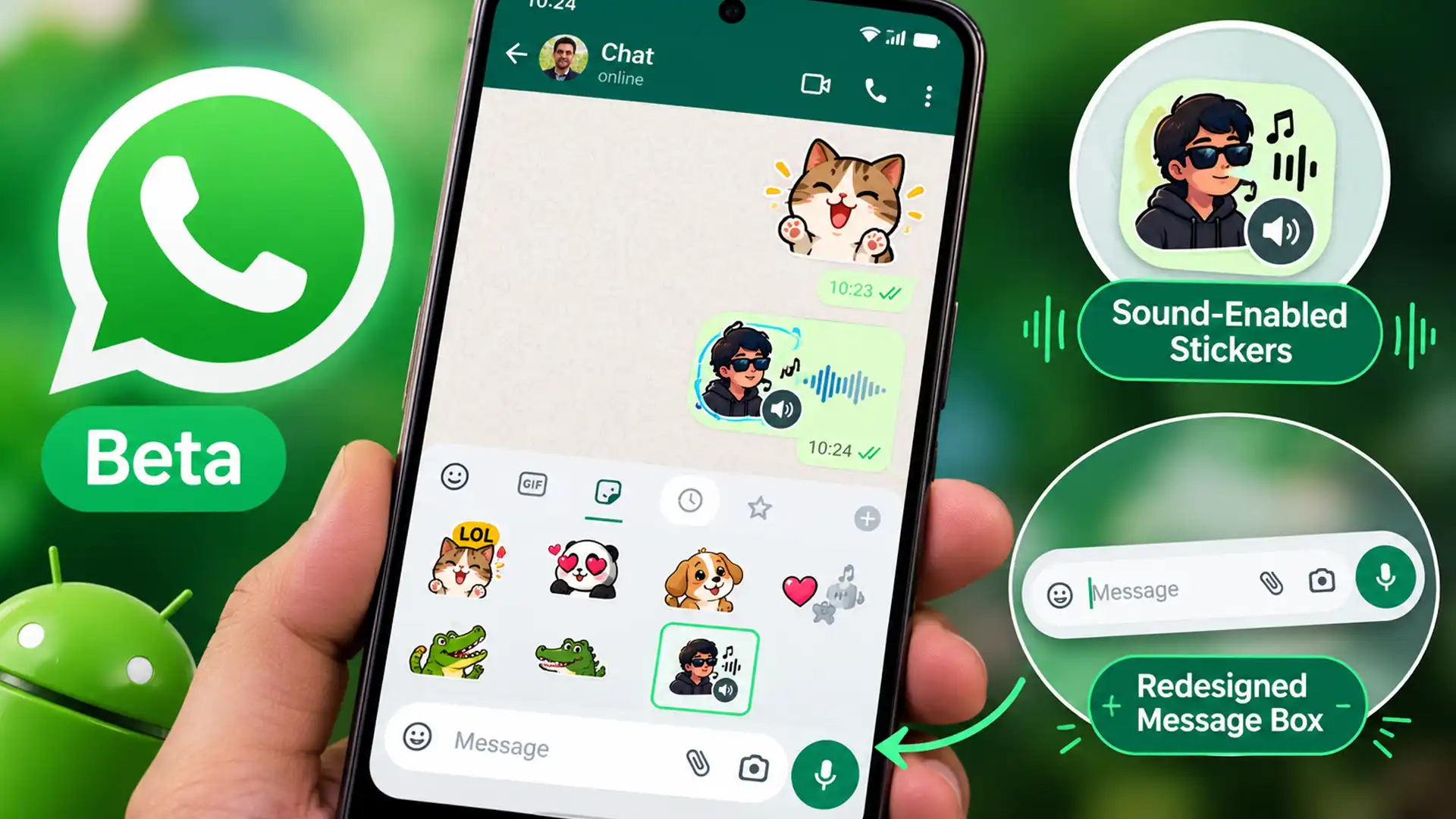 WhatsApp Tests Sound Stickers and a New Chat Box Design